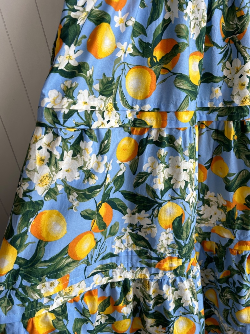 Anthropologie Size M Somerset maxi dress blue lemon floral print cotton tiered - Picture 7 of 10